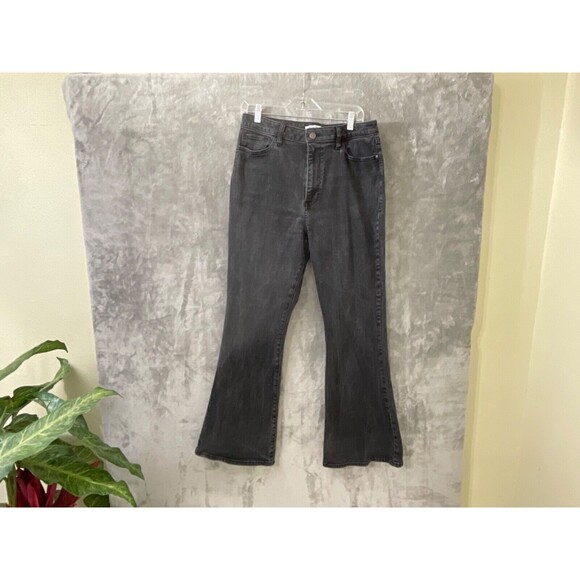 Elizabeth & James Jeans womens size 14/ 31 High Rise Flare Black Denim - Picture 1 of 12